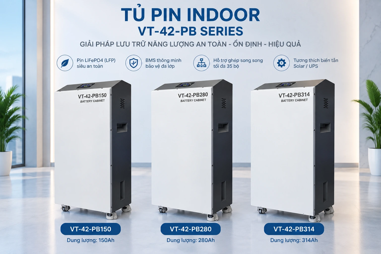 Tủ pin VT-42-PB: Giải pháp dự phòng năng lượng cho viễn thông và nhiều lĩnh vực
